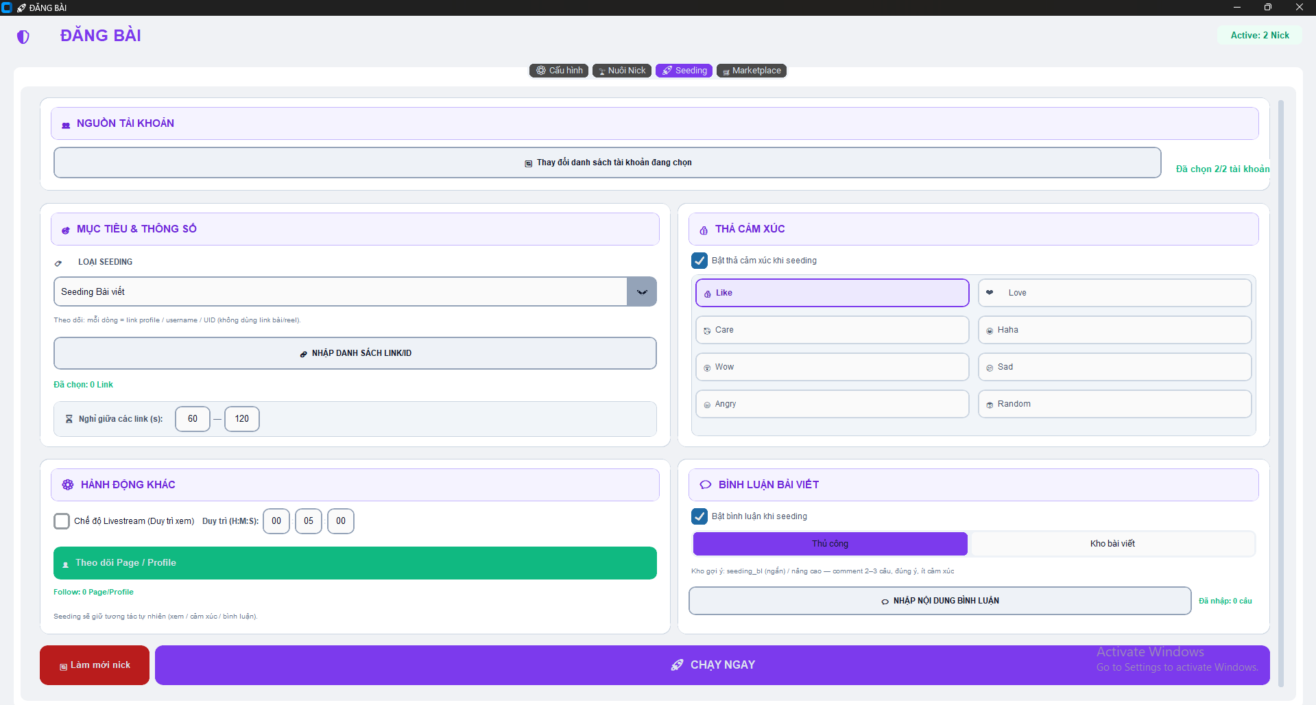 Seeding Facebook